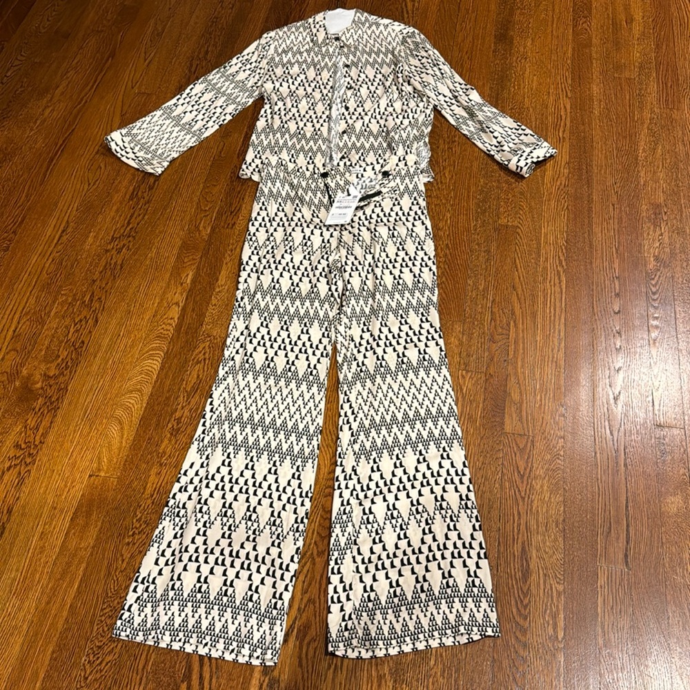 Zara silk pants and shirt set